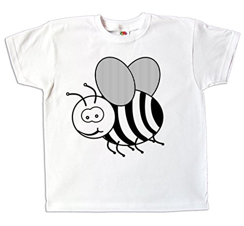 Pixkids Kinder T-Shirt zum bemalen mit Vordruck Biene Kindergeburtstag Kindergarten für Jungen und Mädchen (116) von Pixkids