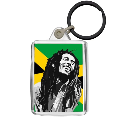 Pixly® Bob Marley Schlüsselanhänger Schlüsselanhänger Jamaika Schlüsselanhänger Andenken Spaß Raggae Rasta Geschenk für Sie Ihn Rastafari, farblos, M von Pixly