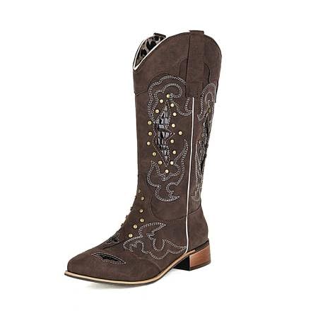 Pixoecuty Damen's Stiefel EmbroideRot Pattern Engraved Mid-calf Westlicherstiefel Low Blockabsatz Stitching Style Schwarz Asian Size 41 Pixoecuty Damen's Stiefel EmbroideRot Pattern Engraved Mid-calf Westlicherstiefel Low Blockabsatz Stitching Style Schwarz Asian Size 41 von Pixoecuty