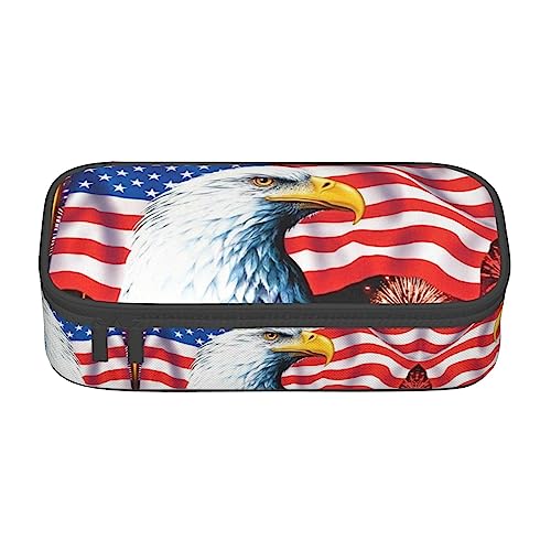 Federmäppchen mit großem Fassungsvermögen und mehreren, ideal für Schule und Reisen, perfekt für Schreibwaren, farbige Totenköpfe, Bald Eagle, Einheitsgröße, Taschen-Organizer von Pixole