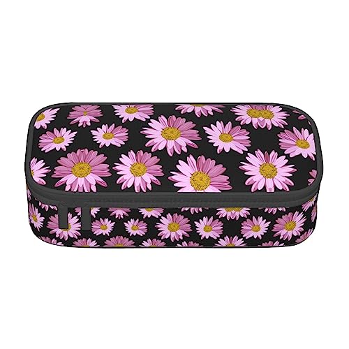 Federmäppchen mit großem Fassungsvermögen und mehreren Ideal für Schule und Reisen, perfekt für Schreibwaren, Malerei, Flamingo, Gepunktete rosa Blume, Einheitsgröße, Taschen-Organizer von Pixole