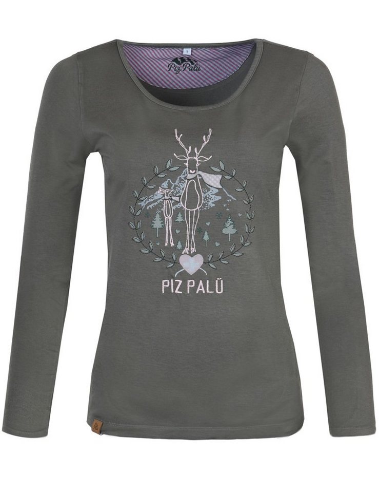 Piz Palü T-Shirt Piz Palü Damen Langarmshirt 'Gerach' mit Hirsch S von Piz Palü