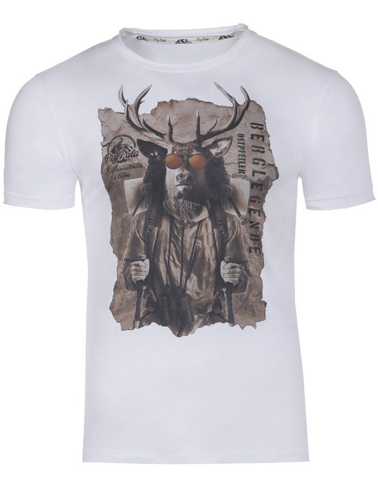 Piz Palü T-Shirt Piz Palü Herren T-Shirt 'Train' mit Hirsch Print von Piz Palü