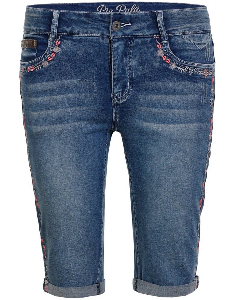 Piz Palü Trachtenlederhose Piz Palü Damen Capri Jeans 'Hafenlohr' mit Blümche von Piz Palü