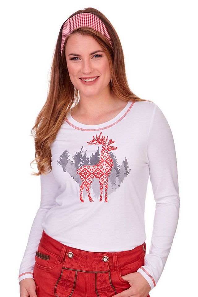 Piz Palü Trachtenshirt Longsleeve Damen - DENTLEIN - weiß von Piz Palü