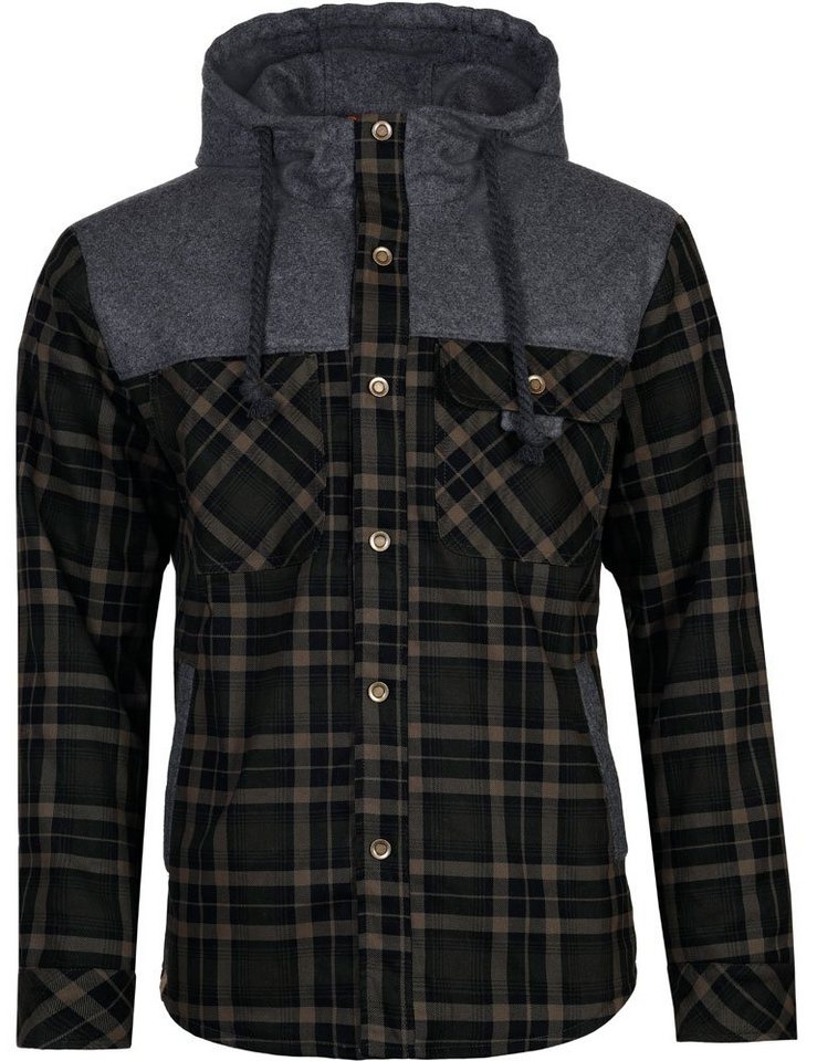 Piz Palü Winterjacke Herren "Tacherting" mit Kapuze, Olivgrün Karomuster und Teddyfell (1-St) von Piz Palü