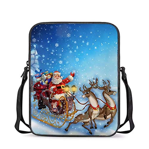 Pizding Crossbody Handtasche, Schultertasche Kinder Jungen Mädchen Damen Herren Messenger Bag, Blau - Weihnachten - Größe: Einheitsgröße von Pizding