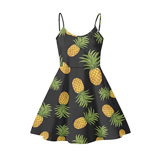 Pizding Frauen Mädchen Sommer Ärmellos Kleid Röcke Beachwear Größe XS-4XL, Ananas, S von Pizding