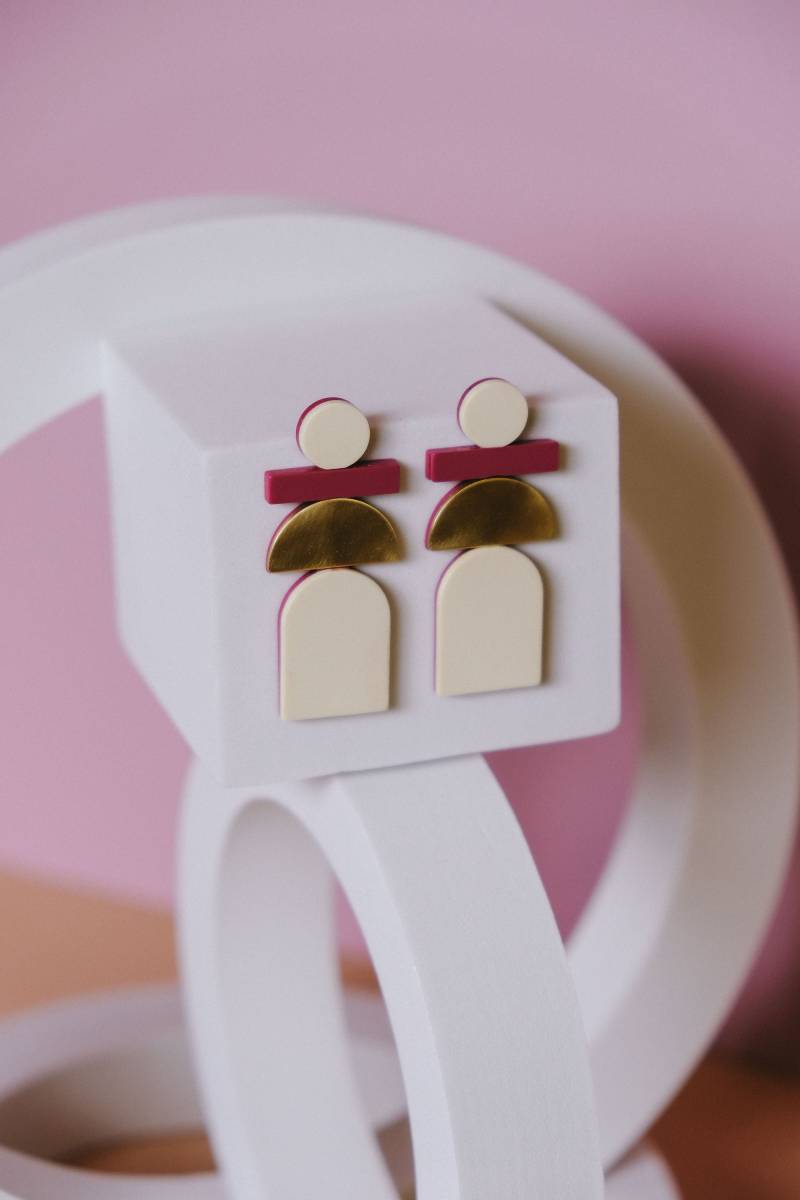 Totem Nº2, Ohrringe in Cellulose Acetat, Geometrisch, Leichte Ohrringe, Nicht Schwer von Pizpireta