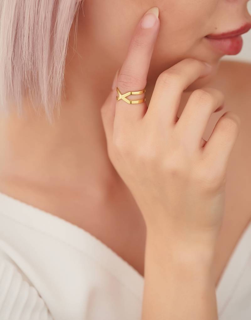 sterling Silber Doppel X Ring - Held Inspiriert Ring, Unisex Geschenk Schmuck von PizumiLondon