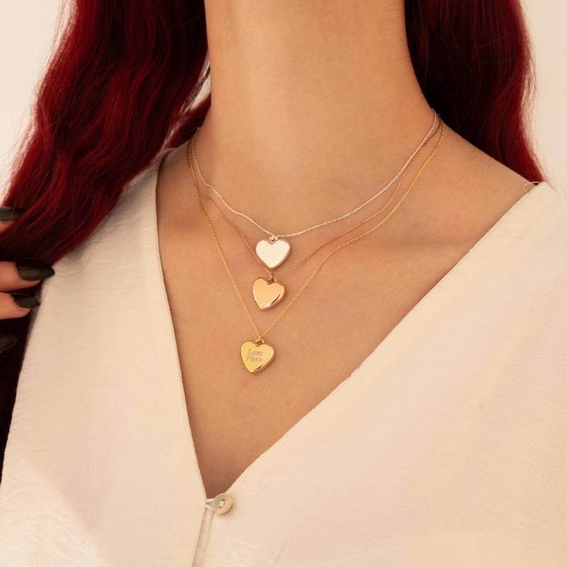 Goldkette Mit Gravur, Puffy Herz Anhänger, Geschenk Für Sie von PizumiLondon