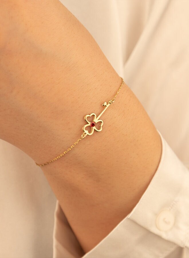 Klee Schlüssel Armband - Cz Birthstone Charm von PizumiLondon