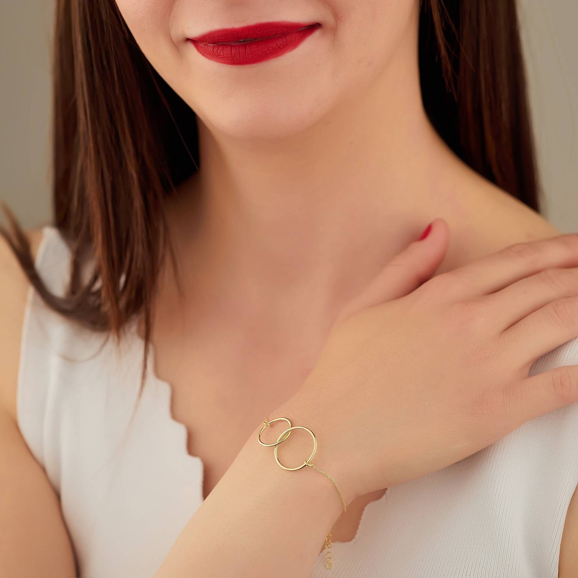 Kreis Gliederarmband - Weihnachtsgeschenk Geschenk Für Sie Zierliches Frauen Zartes Armband Frau von PizumiLondon
