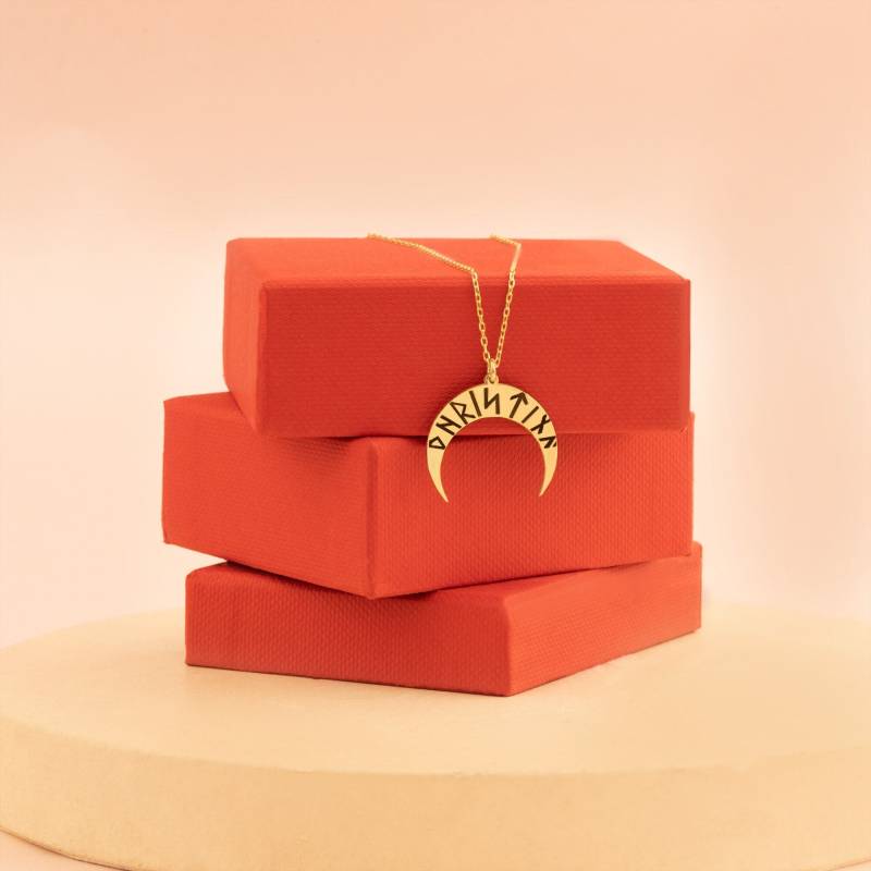 Personalisierte Wikinger Horn Halskette Sterling Silber Runen Anhänger von PizumiLondon