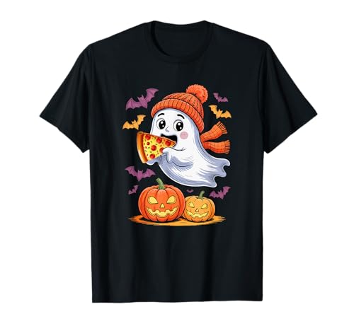 Cute Boo Ghost Eating Pizza Halloween Food Lover Kids Family T-Shirt von Pizza Halloween Costume
