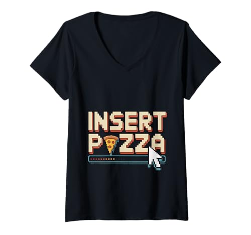 Damen Insert Pizza Comfort Cravings Food - T-Shirt mit V-Ausschnitt von Pizza Heißhunger Liebhaber