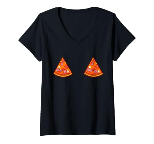 Damen Lustige Pizza Frauen Humor Quirky Feminine Food Slice T-Shirt mit V-Ausschnitt Damen Lustige Pizza Frauen Humor Quirky Feminine Food Slice T-Shirt mit V-Ausschnitt von Pizza Humor Feminine Funny Quirky Food Attitude