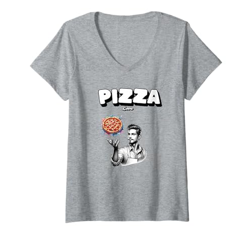 Damen Italien Pizza Italienisch Restaurant Kleidung Mitarbeiter T-Shirt mit V-Ausschnitt von Pizza Lover gifts