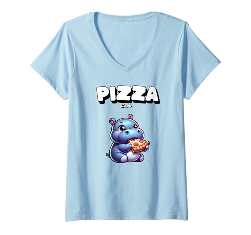 Damen Pizza Baby Nilpferd Food American Food Usa Italy Gifts T-Shirt mit V-Ausschnitt Damen Pizza Baby Nilpferd Food American Food Usa Italy Gifts T-Shirt mit V-Ausschnitt von Pizza Lovers gifts