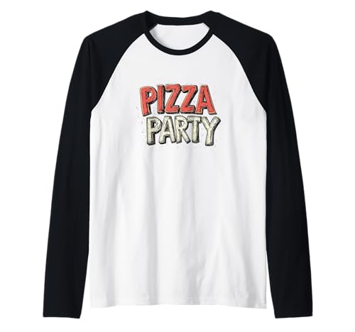 Lustiges Pizza Party Rede Kostüm für Jungen und Mädchen Raglan von Pizza Party Outfit