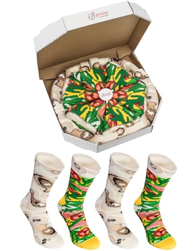 Rainbow Socks - Damen Herren Pizza Socken Box Italienische - 4 Paar - Größen 36-40 von Rainbow Socks