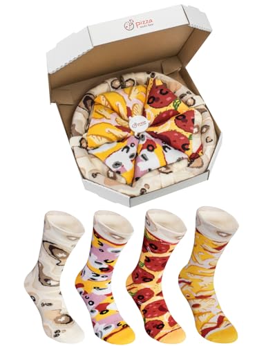 Rainbow Socks - Pizza Socks Box - Damen Herren Pizza Socken Box Mix Hawaii Capricciosa Pepperoni - 4 Paar - Größen 41-46 von Rainbow Socks