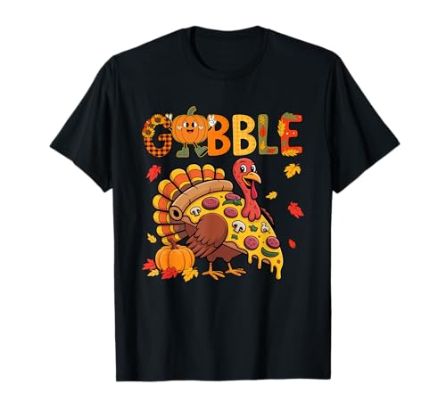 Gobble Thanksgiving Turkey As Pizza Matching Food Lover Kids T-Shirt von Pizza Thanksgiving Costume