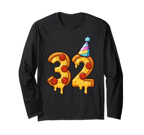 Pizza Partyhut zum 32. Geburtstag, 32 Jahre alt, Bday, für Jungen und Mädchen Langarmshirt Pizza Partyhut zum 32. Geburtstag, 32 Jahre alt, Bday, für Jungen und Mädchen Langarmshirt von PizzaAxis1