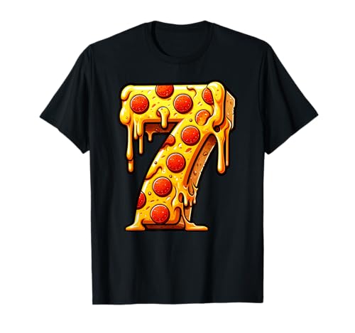 Pizza Bday Party 7. 7 Jahre alt Geburtstag Jungen Mädchen Kinder T-Shirt von PizzaBdayAxis1