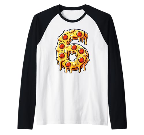 Pizza Geburtstag 6. 6 Jahre alt Geburtstag Jungen Mädchen Kinder Raglan von PizzaBdayAxis1
