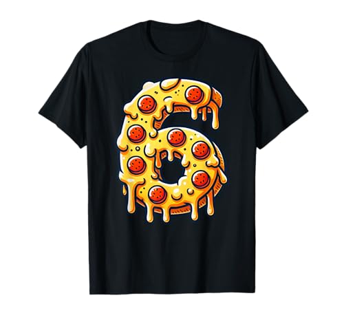 Pizza Geburtstag 6. 6 Jahre alt Geburtstag Jungen Mädchen Kinder T-Shirt von PizzaBdayAxis1