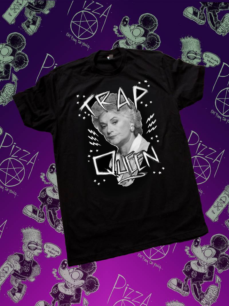 Pizza Pentagram Trap Queen Schwarzes Tshirt Bead von PizzaPentagram