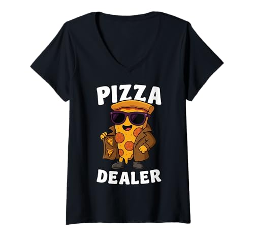 Damen Pizza Dealer T-Shirt mit V-Ausschnitt Damen Pizza Dealer T-Shirt mit V-Ausschnitt von Pizzeria Pizzabäcker