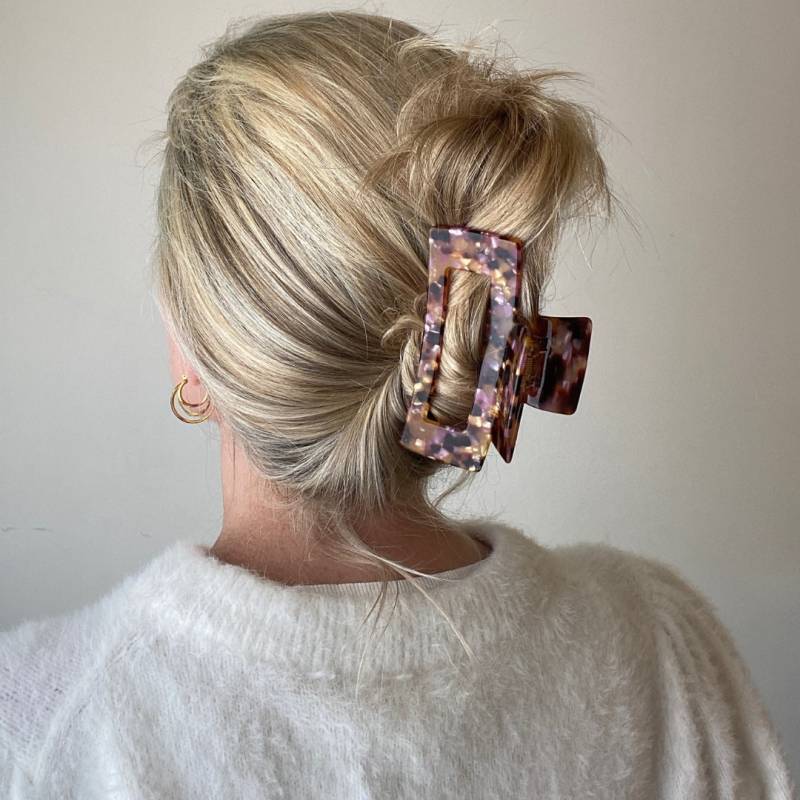 Nachhaltige Haarklammer "The Minimalist' in Buntem Leo, Aus Cellulose Acetat, Große Haarspange, Xxl Haarklammer, Hair Claw, Claw Clip von PizzicatoAccessories