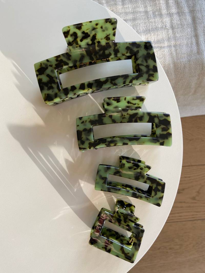 Nachhaltige Haarklammer "The Minimalist' in Grün Schwarz, Aus Cellulose Acetat, Große Haarspange, Haaraccessoire, Xl Hair Claw, Clawclip von PizzicatoAccessories