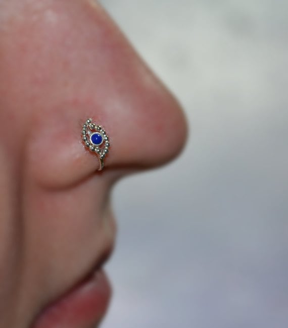 2 Mm Lapislazuli-Nasenring-Ohrstecker // Silberner Nasenring - Tragus-Ohrring Septum-Ring Knorpel-Creolen-Ohrring Helix-Ring Nasenpiercing 18 G von PjCreationsStudio