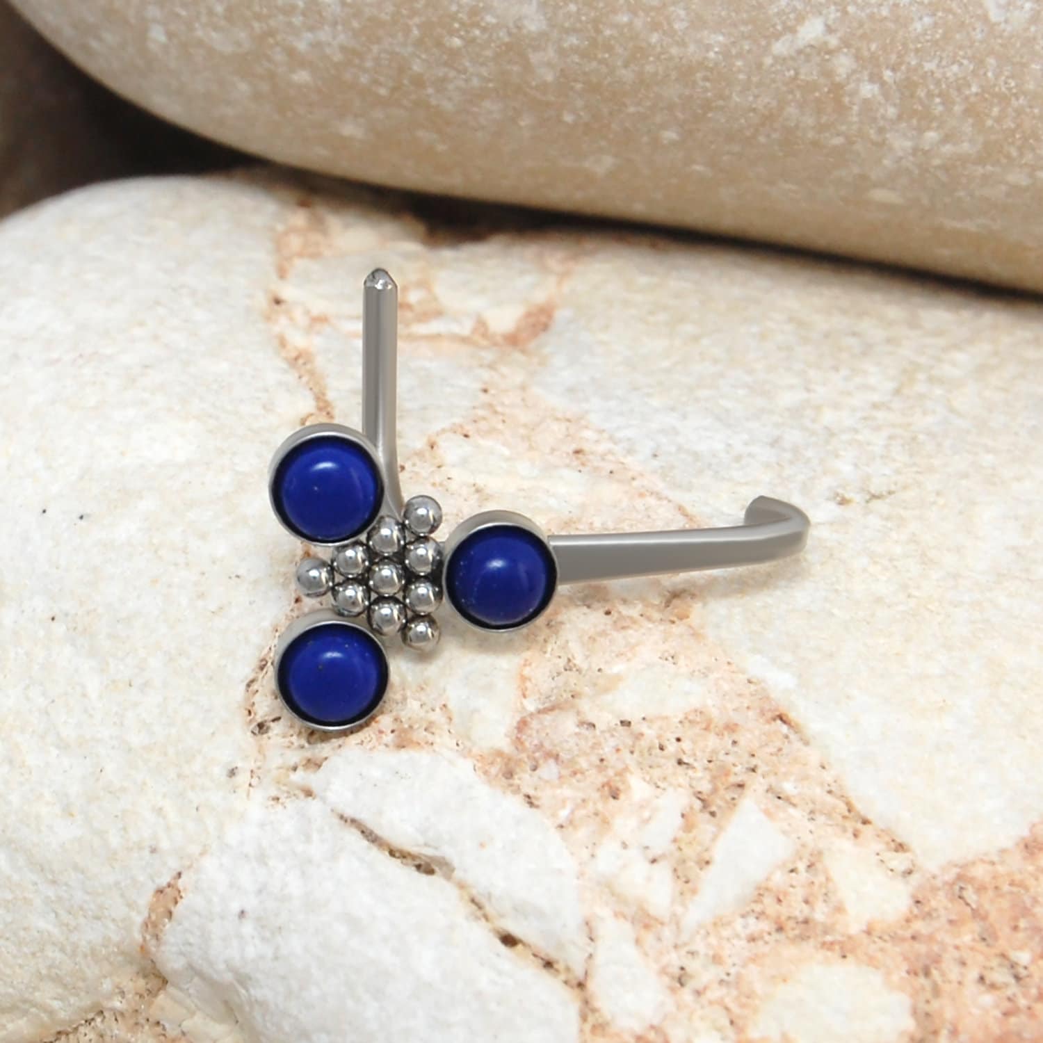 Nasenstecker Chirurgenstahl - Nasenring 22 G, 20 18 16 G L-Biegung Nasenloch-Piercing-Schmuck Nasenpiercing Lapislazuli-Nasenstecker-Ring von PjCreationsStudio