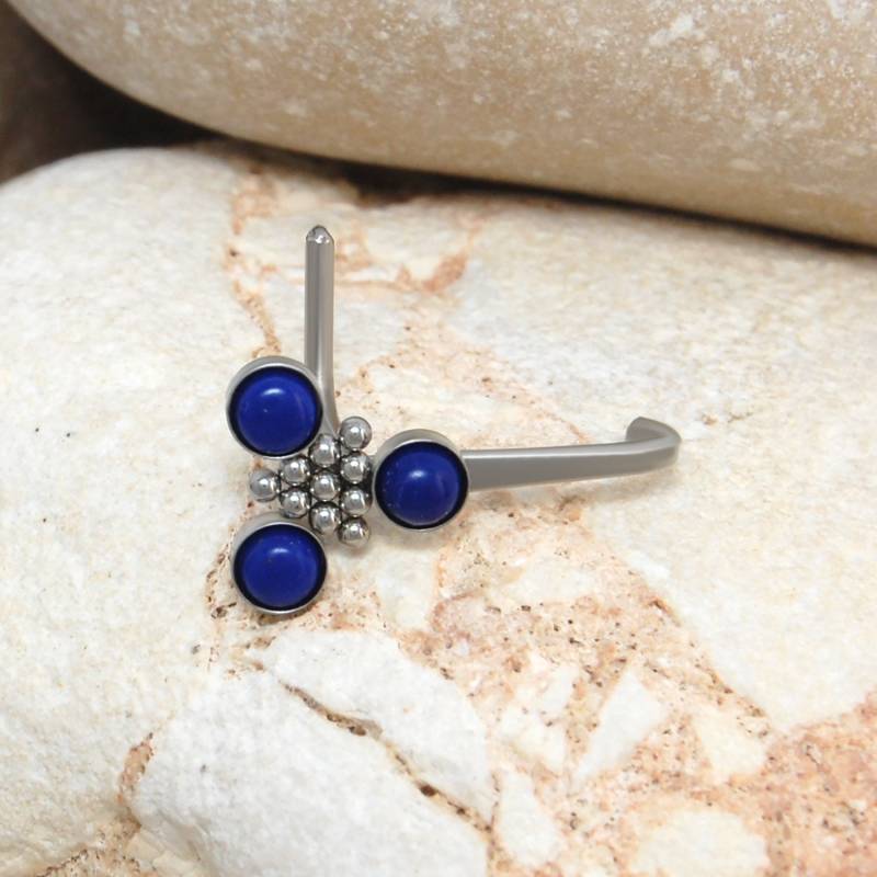 Nasenstecker Chirurgenstahl - Nasenring 22 G, 20 18 16 G L-Biegung Nasenloch-Piercing-Schmuck Nasenpiercing Lapislazuli-Nasenstecker-Ring von PjCreationsStudio