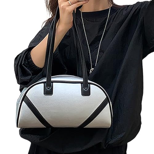 Casual Fashion Pu Leder Umhängetasche Für Frauen Farbe Blockiertes Patchwork Achselhalterbaus Handtasche Reißverschluss Achsel Achselhaut PU Leder Achselhalte Geldbeutel von Pjeghbvop