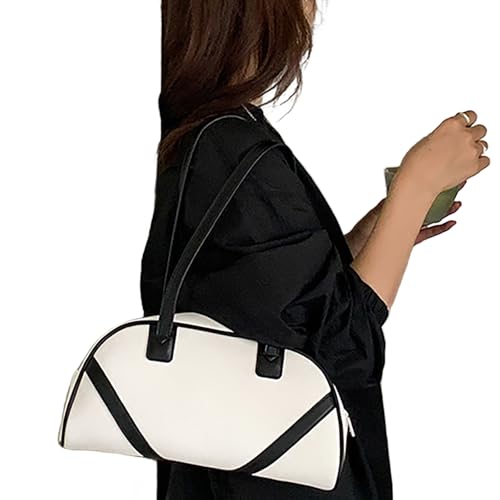 Casual Fashion Pu Leder Umhängetasche Für Frauen Farbe Blockiertes Patchwork Achselhalterbaus Handtasche Reißverschluss Achsel Achselhaut PU Leder Achselhalte Geldbeutel von Pjeghbvop