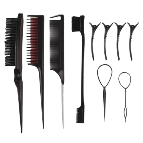 Haarstyling-Kamm-Set, Haarbürsten-Set, Teasing-Haarbürste, Schwanzkamm mit Entenschnabel-Clips, Bürste für Frauen und Mädchen von Pjeghbvop