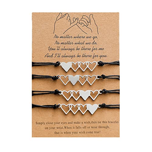 Pjeghbvop 4-teilige Set Wachslinie Handgewebte Armbänder Europäer Und Amerikaner Für Kreatives Edelstahl Herzförmig Geflochten von Pjeghbvop