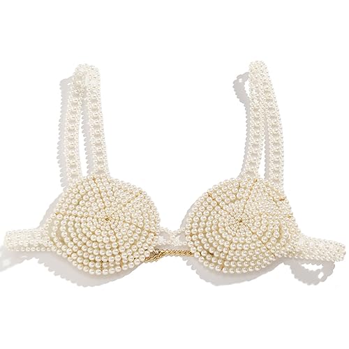 Pjeghbvop Elegante Brustkette mit Perlen, Bralette-Top, handgefertigt, Perlen-BH, Körperkette, Schmuck für Damen und Teenager von Pjeghbvop