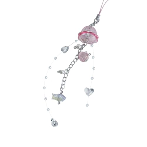 Pjeghbvop Mode Jellyfish Handy Charme Mit Crystals Star Und Pearls Tragbares Trendiges Zubehör Für Tägliche Gebrauchsartikel Handgefertigte Keyring Geschenke von Pjeghbvop
