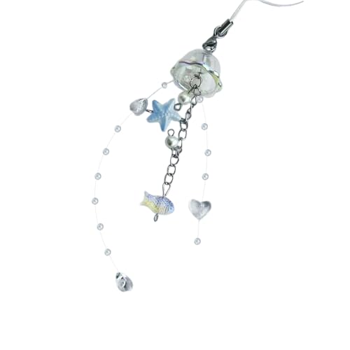 Pjeghbvop Mode Jellyfish Handy Charme Mit Crystals Star Und Pearls Tragbares Trendiges Zubehör Für Tägliche Gebrauchsartikel Handgefertigte Keyring Geschenke von Pjeghbvop