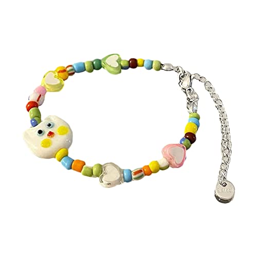 Pjeghbvop Niedliche Cartoon Katzen Armbänder Süßigkeiten Farbe Glas Cartoon Perlen Armband Geburtstag Geschenk Mädchen Frau Handgefertigtes Schmuck Perlenarmband Für Frauen Mädchen von Pjeghbvop