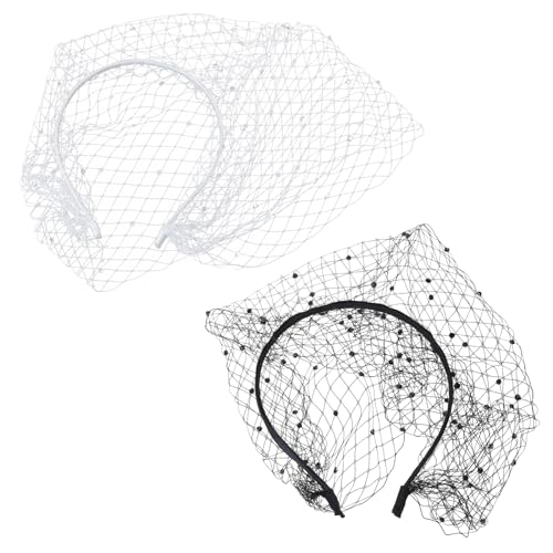 Pjeghbvop Set Mit 2 Modischen Haarreifen Mit Netz Strasssteinen Haarband Für Hochzeitsfeier Stilvolles Vogelkäfig Fascinator von Pjeghbvop