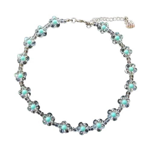 Pjeghbvop Stilvolle Perlen Kette Choker Halskette Charme Harzmaterial Halsschmuck Perfekte Geschenk Für Frauen Blumen Halskette von Pjeghbvop
