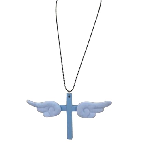 Pjeghbvop Unisex Acrylheiztkette Halskette Cross Engel Flügel Geformtes Kollarbone Kette Frauen Schmuckzubehör Für Tägliche Verschleiß Datum Nacht Halskette von Pjeghbvop