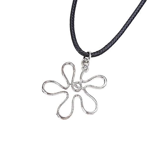 Pjeghbvop Unregelmäßiger Hohlausflug Blumen Halskette Metall Großer Anhänger Bohemias Pulloverkragenkette Für Frauen Neckchain Hohl von Pjeghbvop